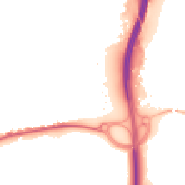 Night-time road noise heatmap for GU14 6LG