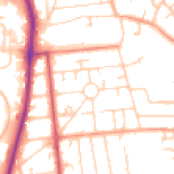 Daytime road noise heatmap for GU14 6QH