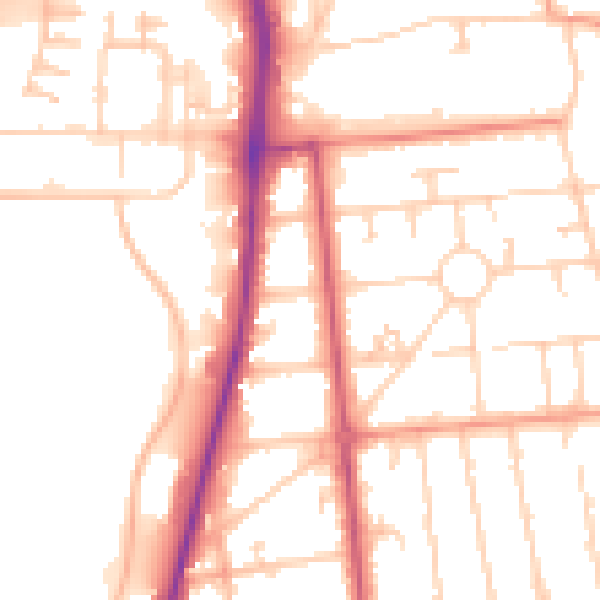 Daytime road noise heatmap for GU14 6RS