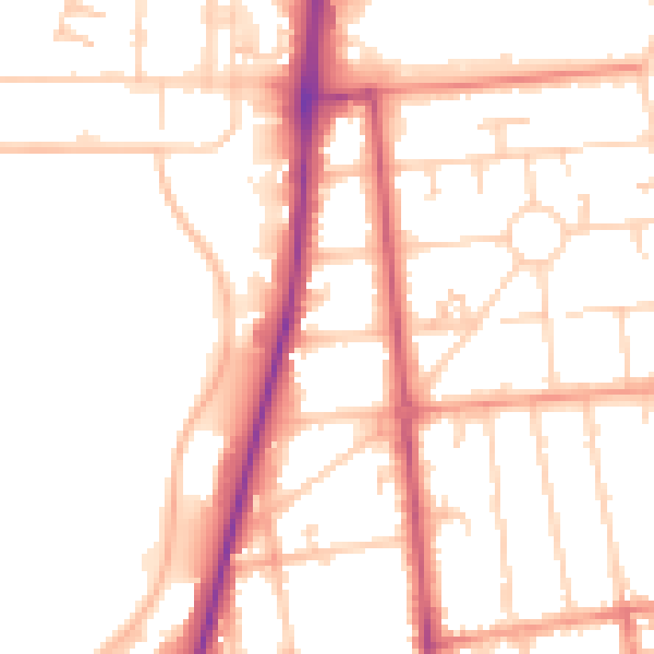 Daytime road noise heatmap for GU14 6RW