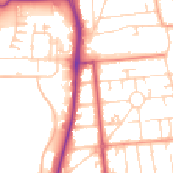 Daytime road noise heatmap for GU14 6RX
