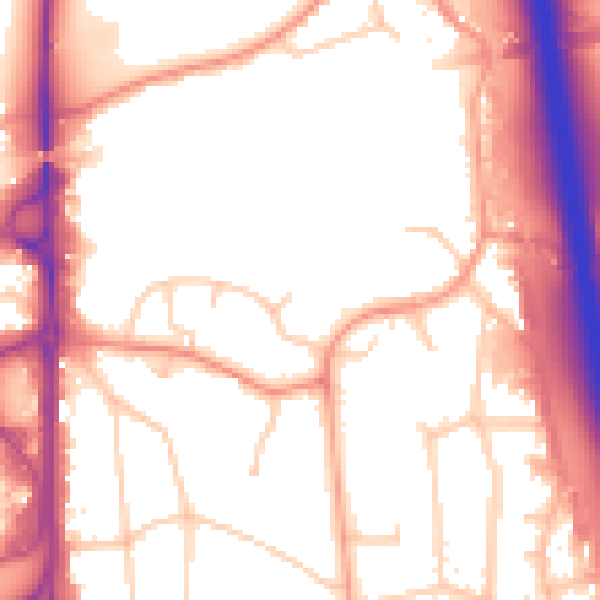 Daytime road noise heatmap for GU14 7DE