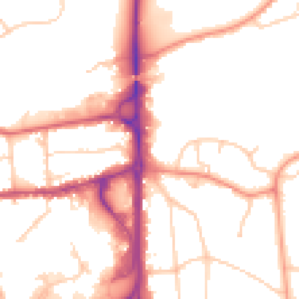 Daytime road noise heatmap for GU14 7GB