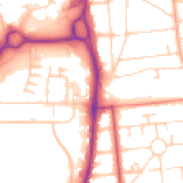 Daytime road noise heatmap for GU14 7GR