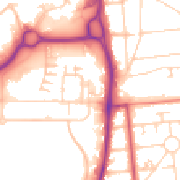 Daytime road noise heatmap for GU14 7GT