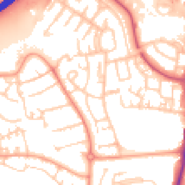 Daytime road noise heatmap for GU14 8EU
