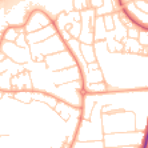 Daytime road noise heatmap for GU14 8LJ