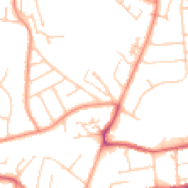 Daytime road noise heatmap for GU14 8PG