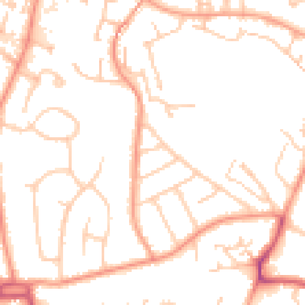 Daytime road noise heatmap for GU14 8QA