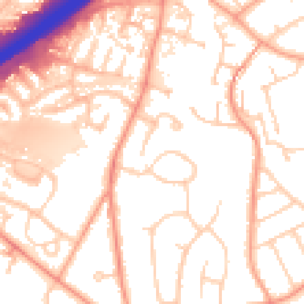 Daytime road noise heatmap for GU14 8RF