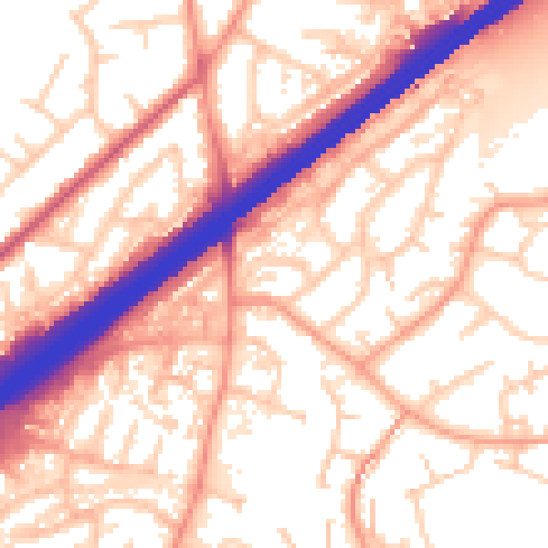 Daytime road noise heatmap for GU14 8RU