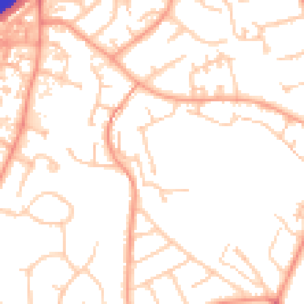Daytime road noise heatmap for GU14 8SB