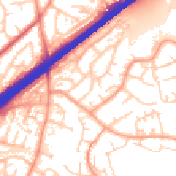 Daytime road noise heatmap for GU14 8SH
