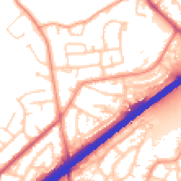 Daytime road noise heatmap for GU14 9BT