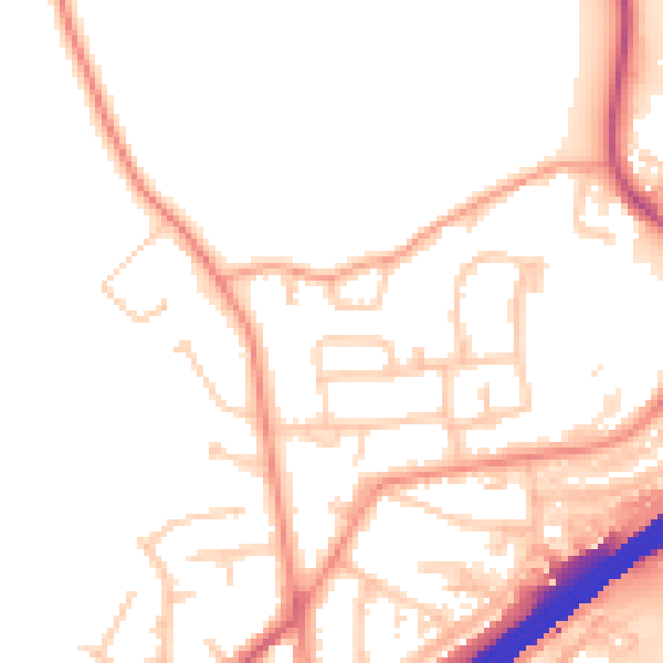 Daytime road noise heatmap for GU14 9DD