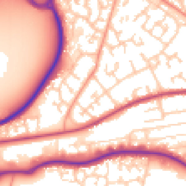 Daytime road noise heatmap for GU14 9GZ