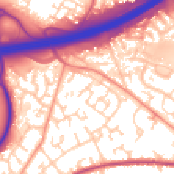 Daytime road noise heatmap for GU14 9UQ