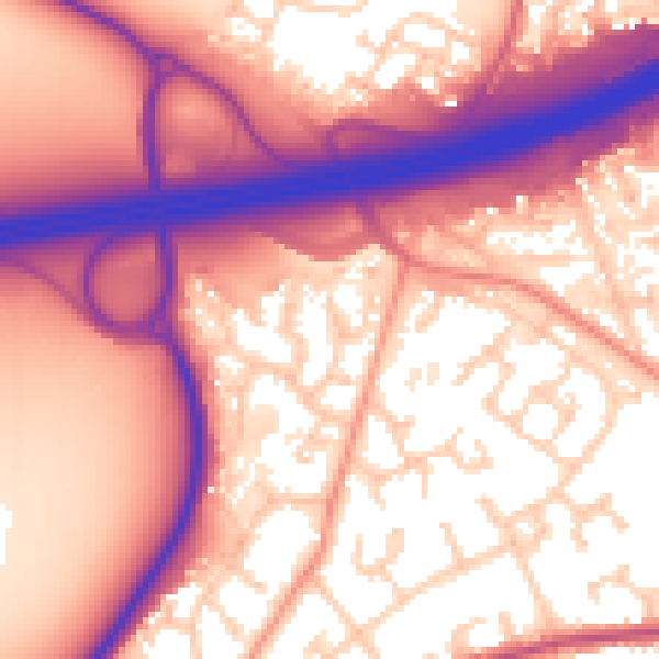 Daytime road noise heatmap for GU14 9XY