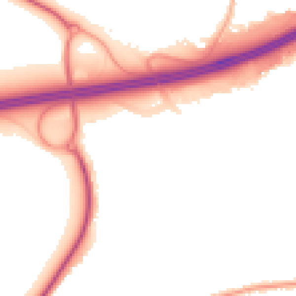 Night-time road noise heatmap for GU14 9XY