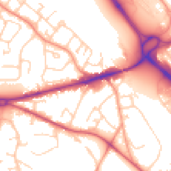 Daytime road noise heatmap for GU17 0AB