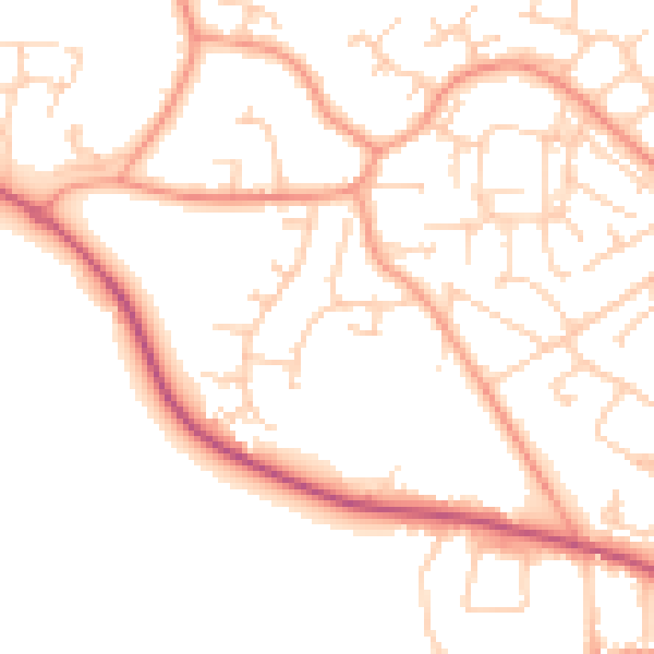 Daytime road noise heatmap for GU17 0BS
