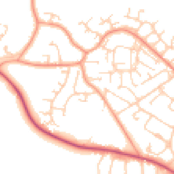 Daytime road noise heatmap for GU17 0DB