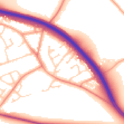 Daytime road noise heatmap for GU18 5RU