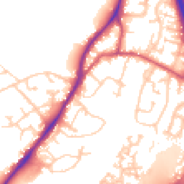 Daytime road noise heatmap for GU19 5AD