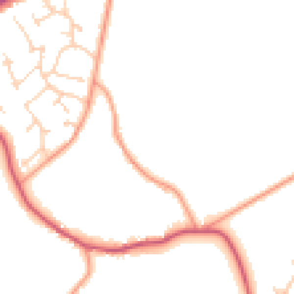 Daytime road noise heatmap for GU20 6AD