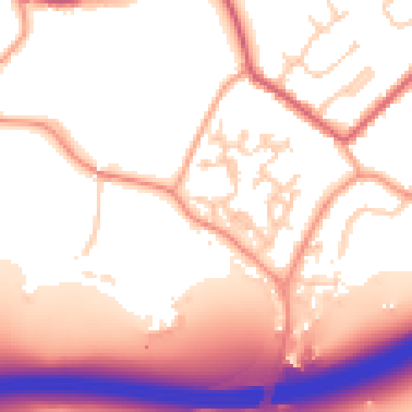 Daytime road noise heatmap for GU20 6QB