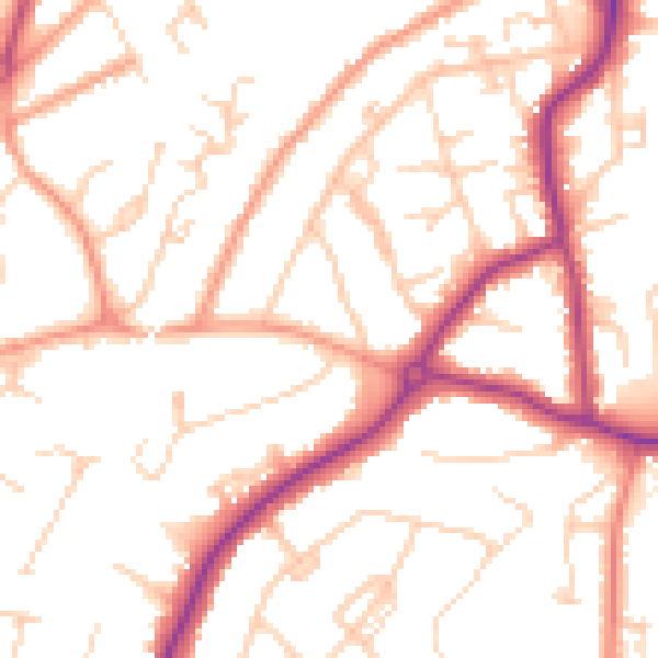 Daytime road noise heatmap for GU22 0AD