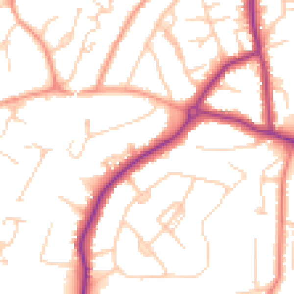 Daytime road noise heatmap for GU22 0AT