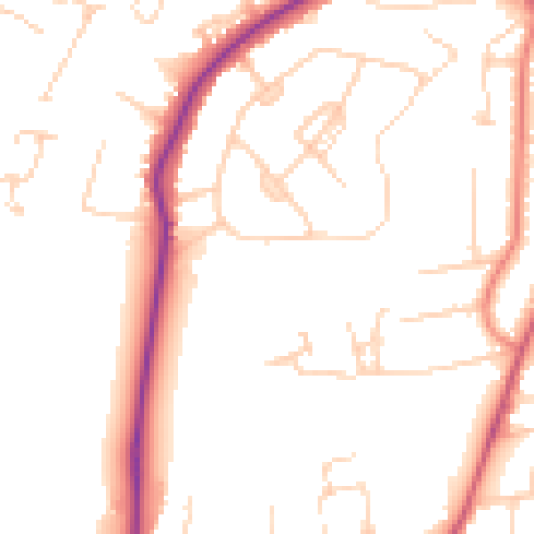 Daytime road noise heatmap for GU22 0BY