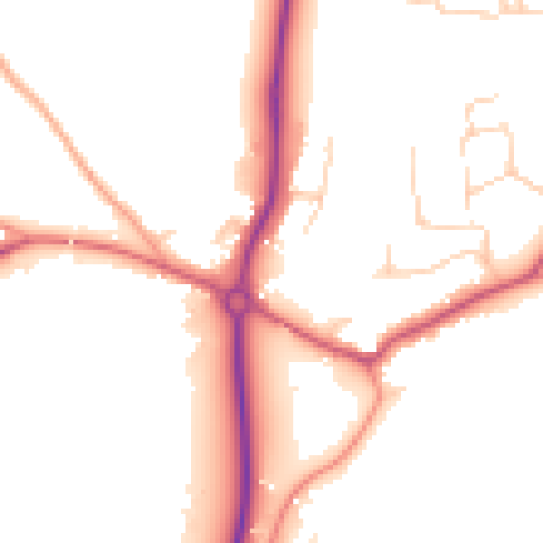 Daytime road noise heatmap for GU22 0DA