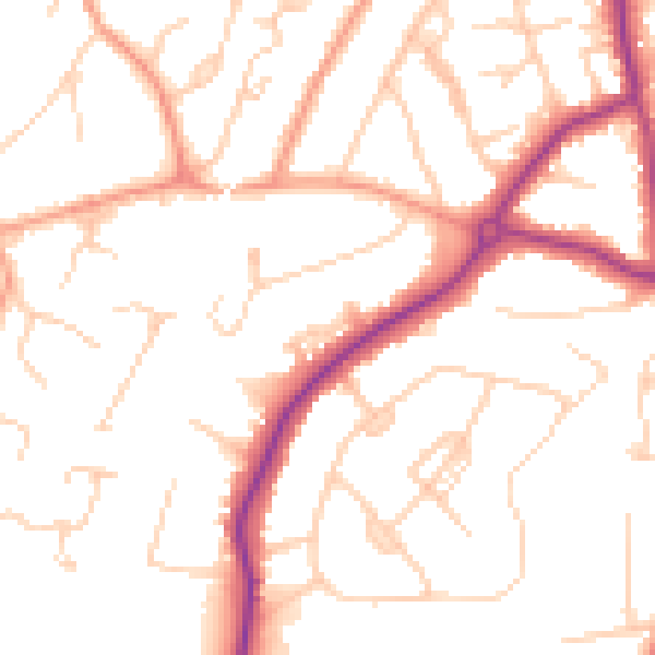 Daytime road noise heatmap for GU22 0DG
