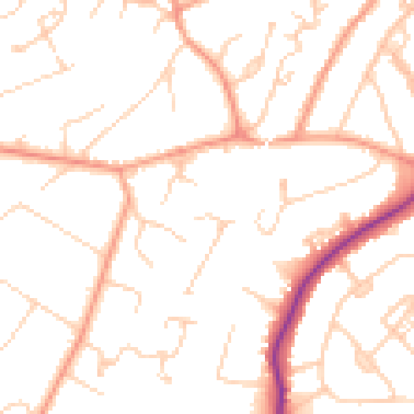 Daytime road noise heatmap for GU22 0DL