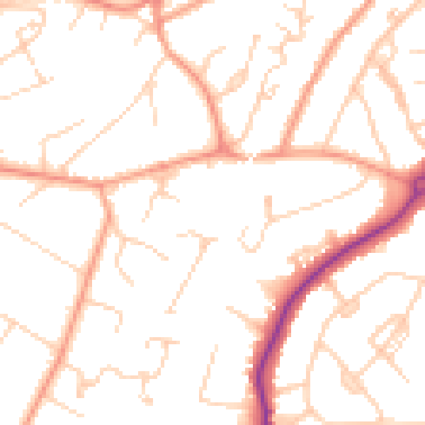 Daytime road noise heatmap for GU22 0DN