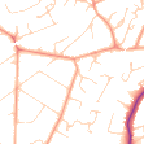 Daytime road noise heatmap for GU22 0DP