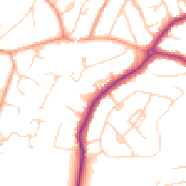 Daytime road noise heatmap for GU22 0DQ