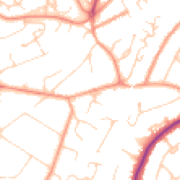Daytime road noise heatmap for GU22 0EU