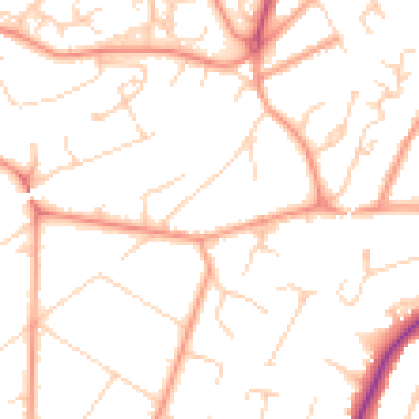 Daytime road noise heatmap for GU22 0EY