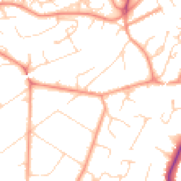Daytime road noise heatmap for GU22 0HS