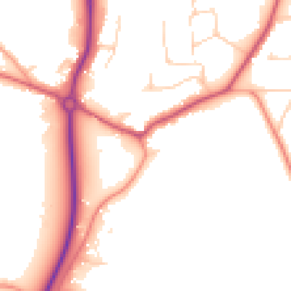 Daytime road noise heatmap for GU22 0SA