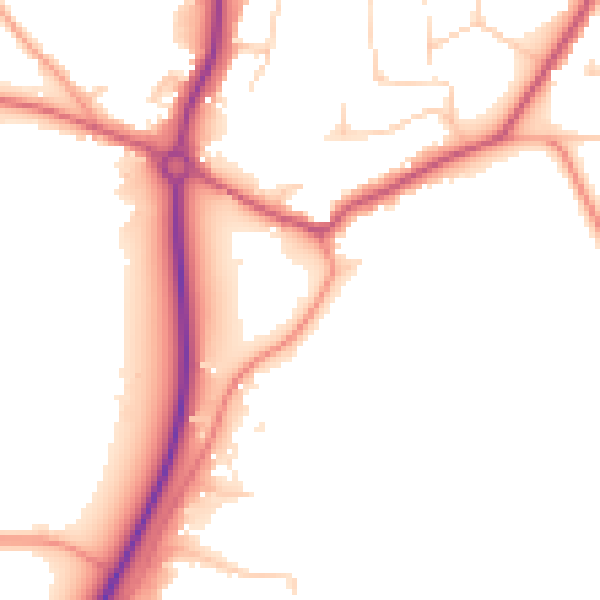 Daytime road noise heatmap for GU22 0SF