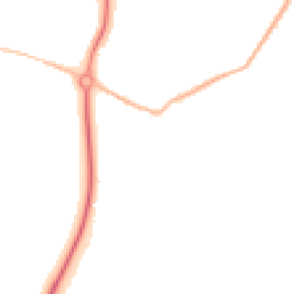 Night-time road noise heatmap for GU22 0SF