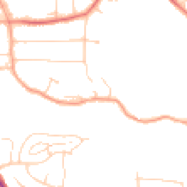 Daytime road noise heatmap for GU22 7JZ