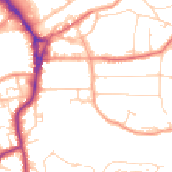 Daytime road noise heatmap for GU22 7LS