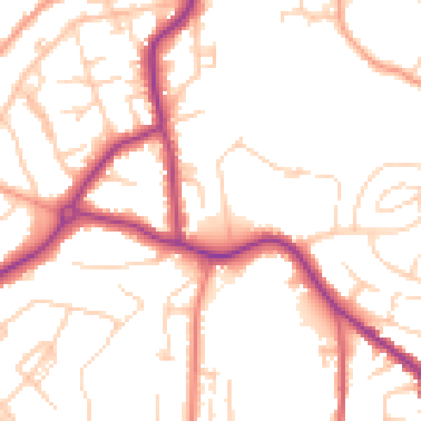 Daytime road noise heatmap for GU22 7SL