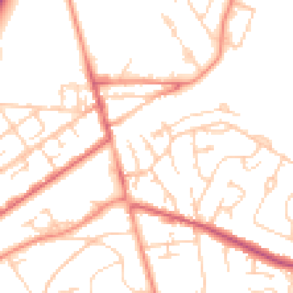 Daytime road noise heatmap for GU22 8EF