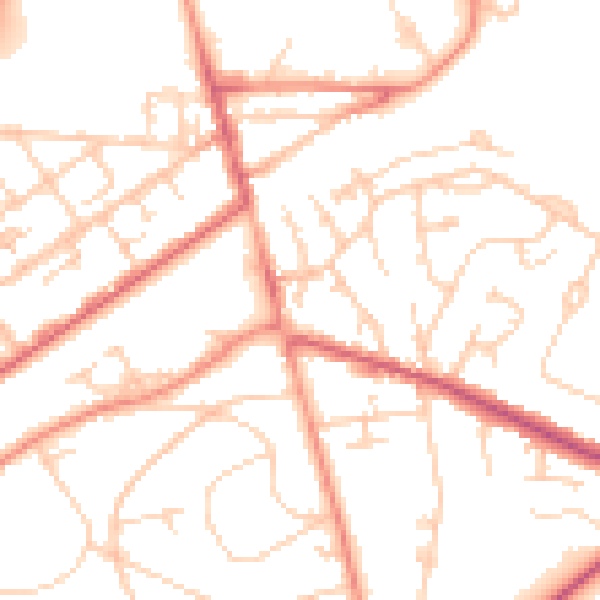 Daytime road noise heatmap for GU22 8HB